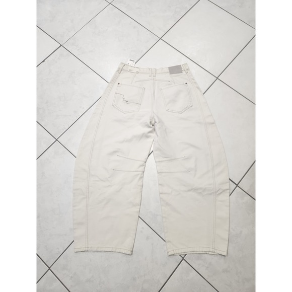 Free People We The Free Good Luck Mid-Rise Barrel Jeans - Size: 28 White New - Picture 4 of 10